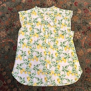 LOFT Ruffled Sleeveless button up Top